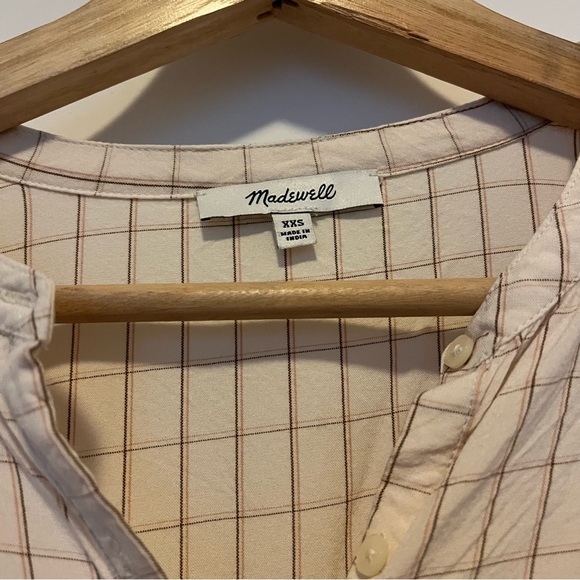 Madewell Balloon Sleeve Peasant Top in Cream and Tan, XXS - Picture 4 of 9